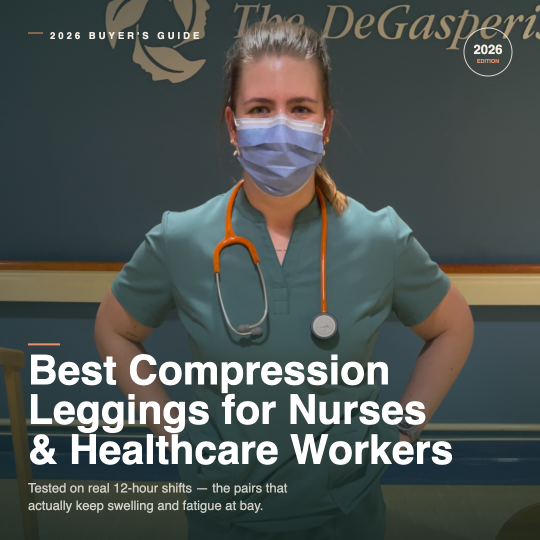 Nurse in green scrubs with a stethoscope — 2026 buyer's guide to the best compression leggings for nurses and healthcare workers