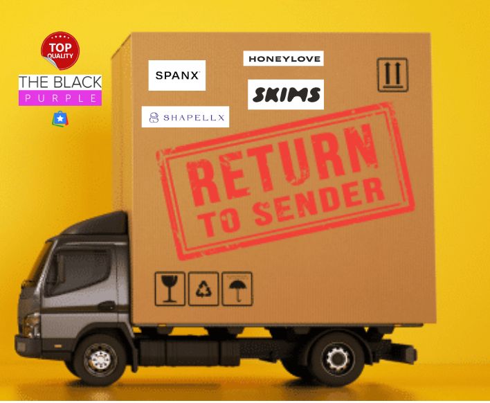 Comparison of shapewear return policies including SKIMS, Spanx, Honeylove, Shapellx, and TheBlackPurple