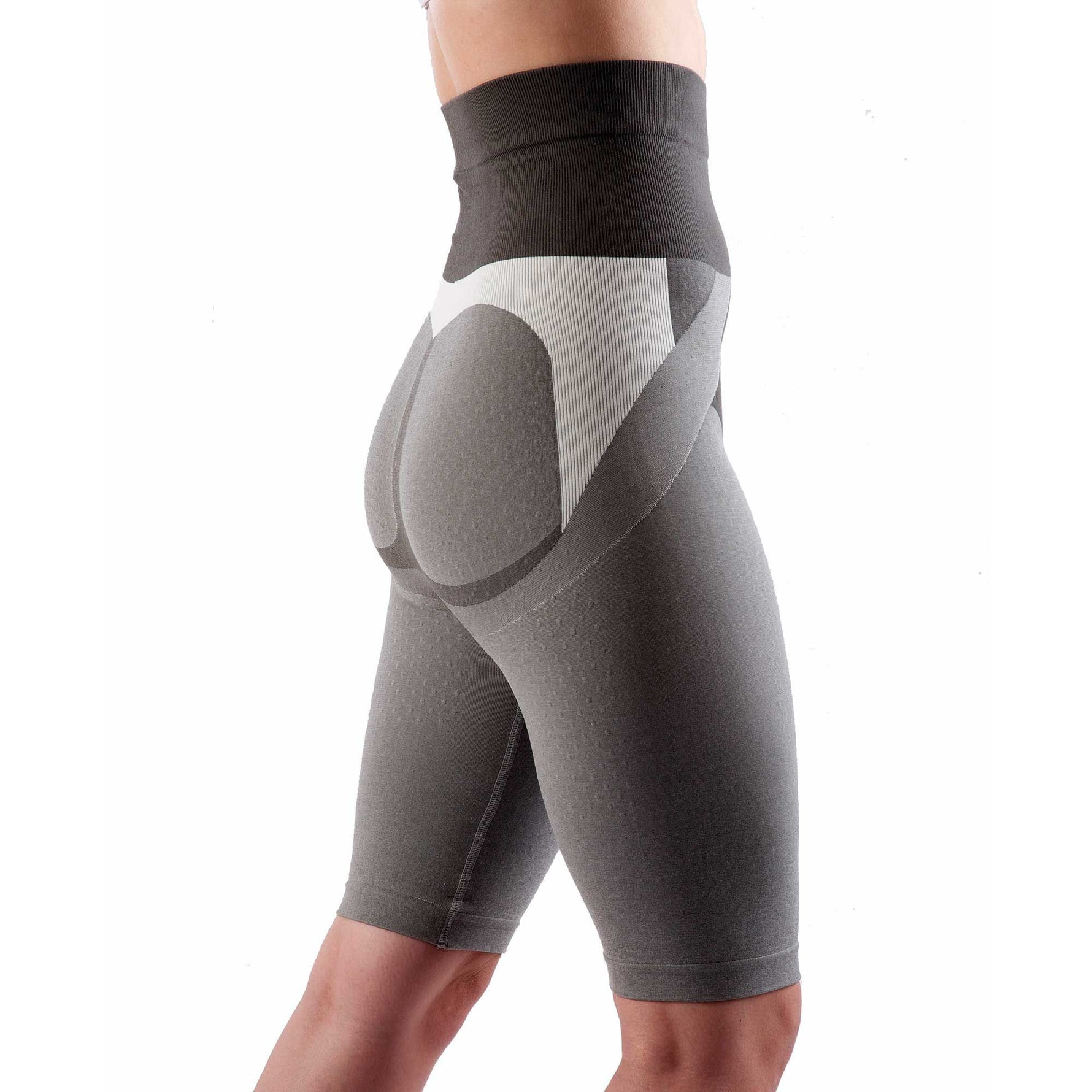 Side view of Mass & Slim shapewear shorts shaping hips and thighs with flexible compression fit