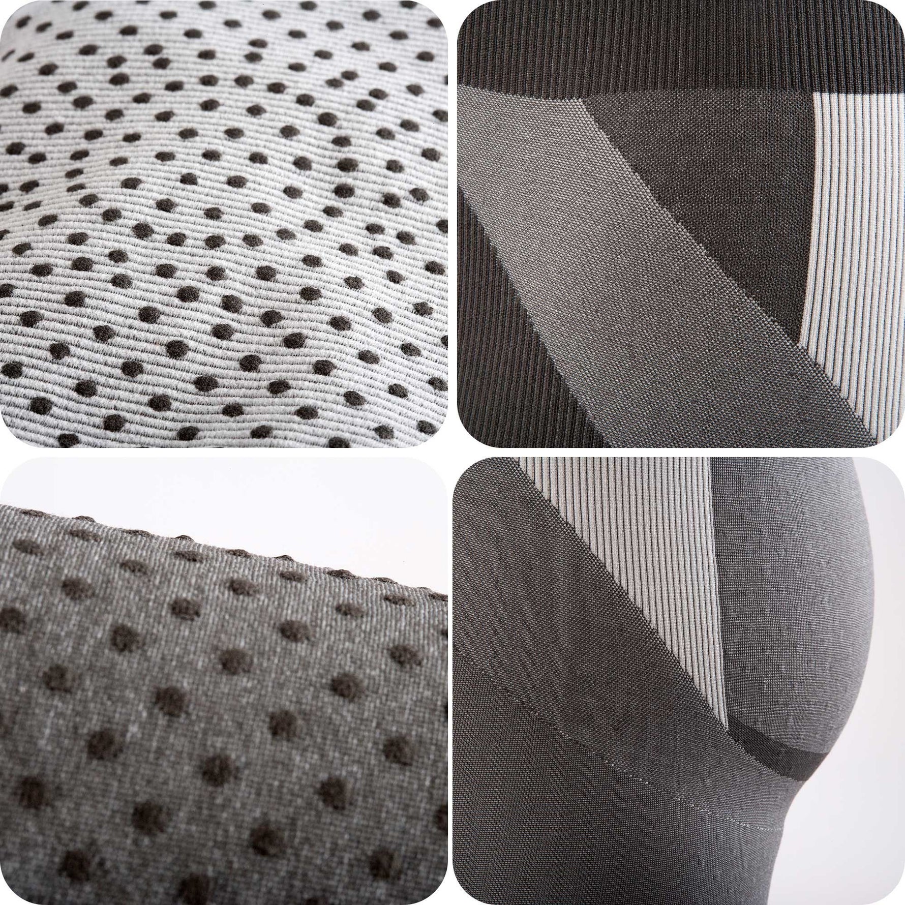 Close-up of Mass & Slim tourmaline fabric showing micro-massage texture for improved circulation support
